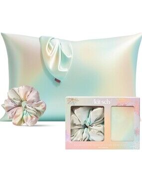 👉*NWT* 2PC SET KITSCH WELL RESTED SATIN PILLOWCASE & SCRUNCHIE ~COLOR: AURA